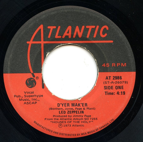 Led Zeppelin - D'yer Mak'er / The Crunge | Atlantic (AT 2986) - main