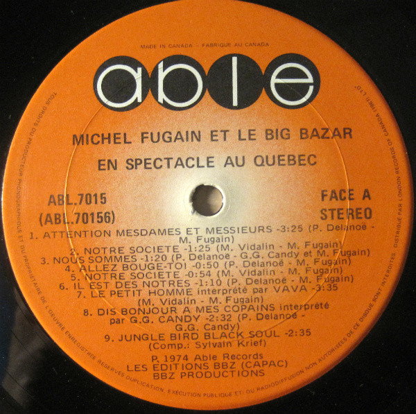 Fugain & Le Big Bazar - En Spectacle Au Québec | Able (ABL 70156) - 2
