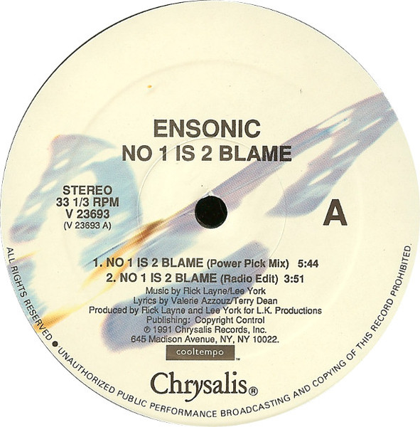 EN-Sonic - No 1 Is 2 Blame | Chrysalis (V 23693) - 2