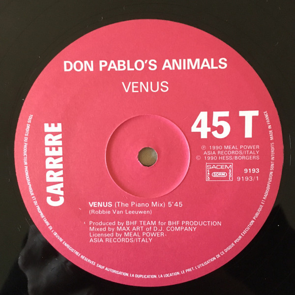 Don Pablo's Animals - Venus / Paranoia | Carrere (9193) - 4