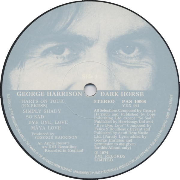 George Harrison - Dark Horse | Apple Records (PAS 10008) - 4