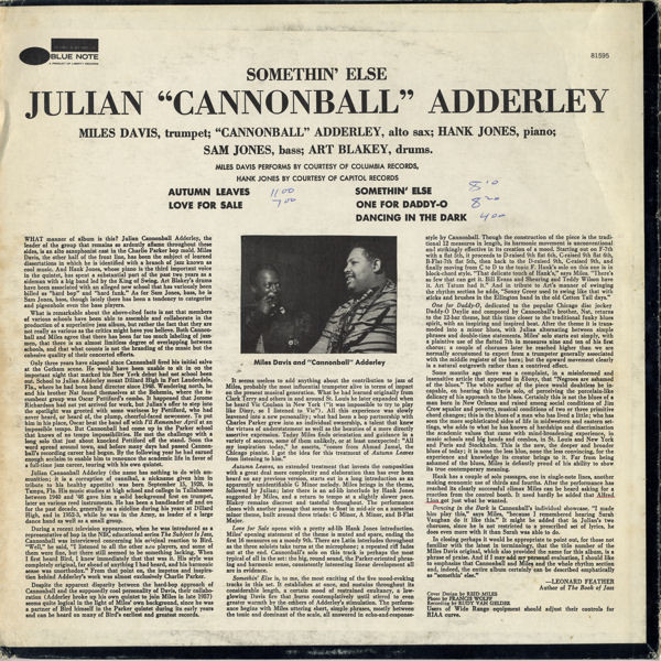 Cannonball Adderley - Somethin' Else | Blue Note (BST-81595) - 2