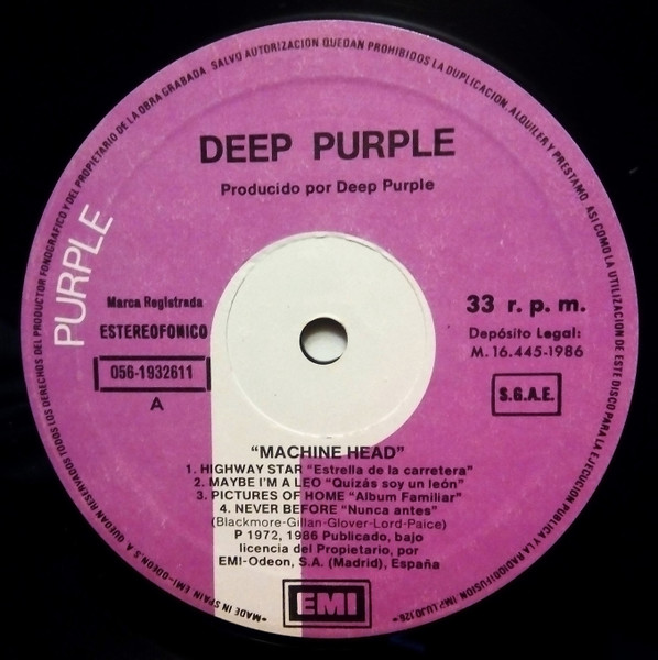 Deep Purple - Machine Head | Purple Records (J 056-1932611) - 4