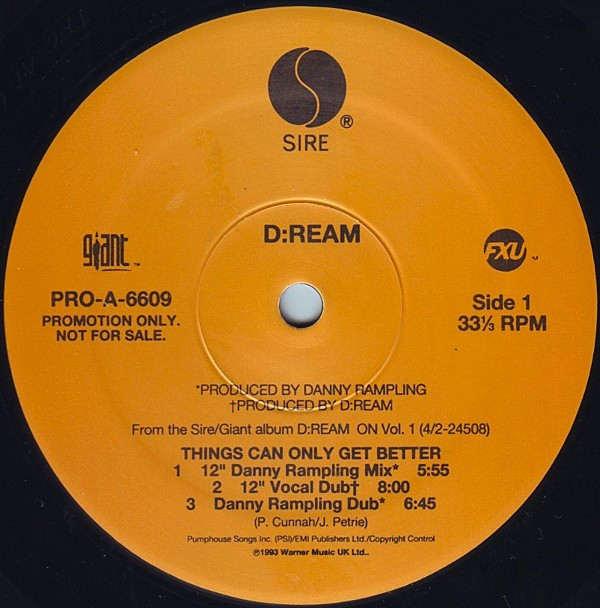 D:Ream - Things Can Only Get Better | Sire (PRO-A-6609)