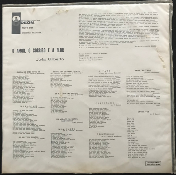 João Gilberto - O Amor, O Sorriso E A Flor | Odeon (MOFB 3151) - 2