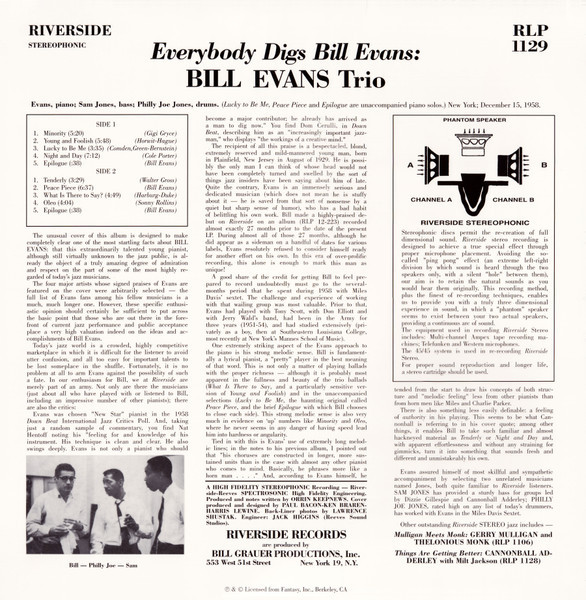 The Bill Evans Trio - Everybody Digs Bill Evans | Riverside Records (RLP-1129) - 2 The Bill Evans Trio - Everybody Digs Bill Evans | Riverside Records (RLP-1129) - 2