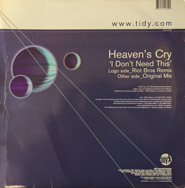 Heaven's Cry - I Don't Need This | Tidy Two (tidytwo109T) - 2