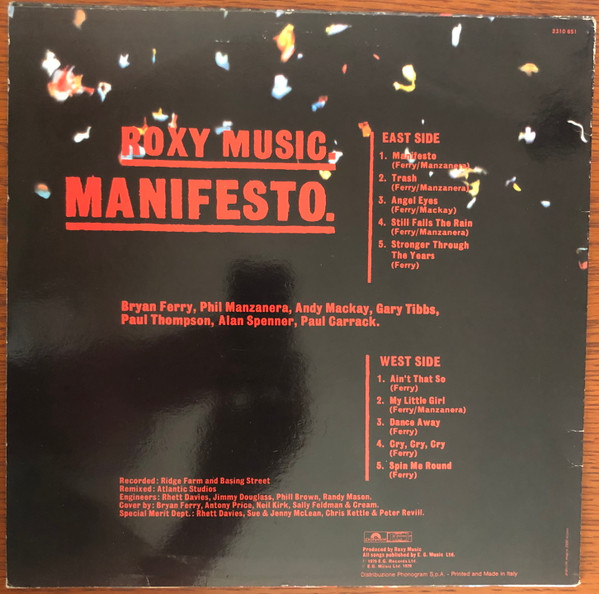 Roxy Music - Manifesto | EG (2310 651) - 2