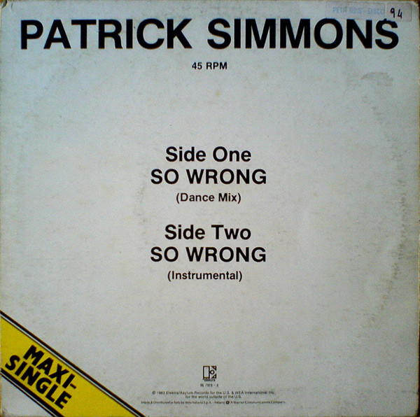 Patrick Simmons - So Wrong | Elektra (96-7929-0) - main
