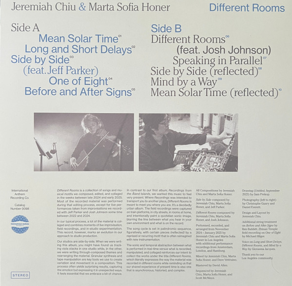 Jeremiah Chiu & Marta Sofia Honer - Different Rooms | International Anthem Recording Company (IARC0098) - 2
