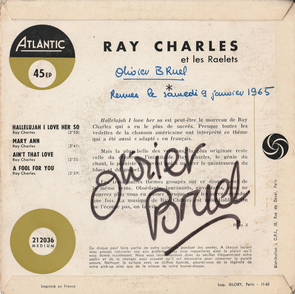 Ray Charles Et Raelets - Hallelujah I Love Her So | Atlantic (212 036) - 2