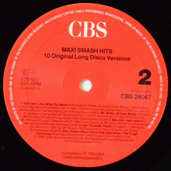 Various - Maxi Smash Hits (10 Original Long Disco Versions) | CBS (24067) - 4