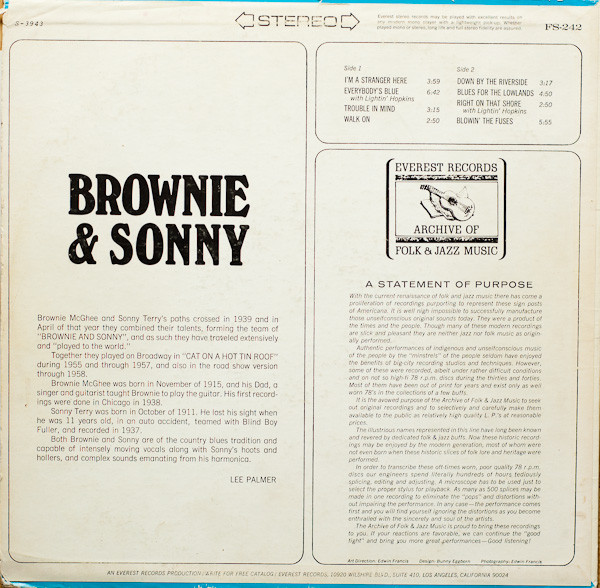 Sonny Terry & Brownie McGhee - Brownie & Sonny | Everest Records Archive Of Folk & Jazz Music (FS-242) - 2