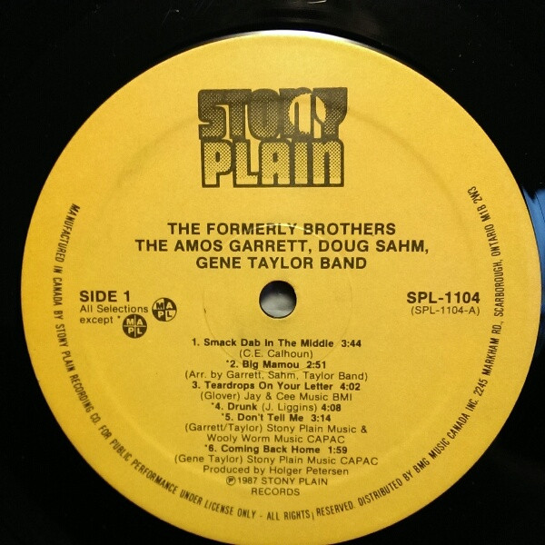 The Amos Garrett, Doug Sahm, Gene Taylor Band - The Return Of The Formerly Brothers | Stony Plain Records (SPL 1104) - 3