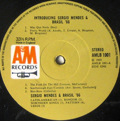 Sérgio Mendes & Brasil '66 - Introducing Sergio Mendes & Brasil 66 | A&M Records (AMLB 1001) - 3