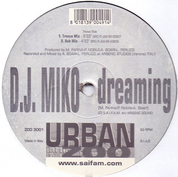 DJ Miko - Dreaming | Urban Zoo (ZOO 3001) - 2