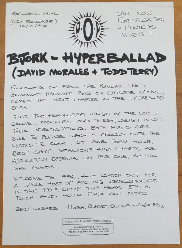 Björk - Hyperballad (Morales / T. Terry Mixes) | One Little Indian (192TP12DT) - 5