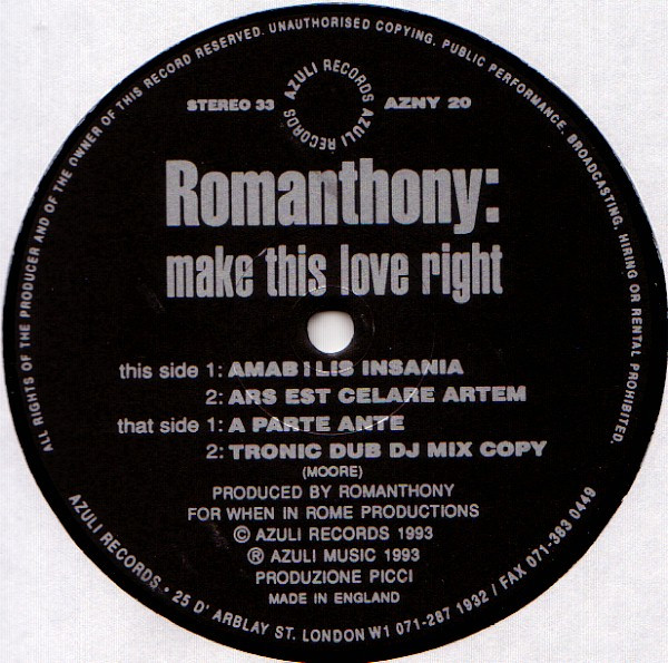 Romanthony - Make This Love Right / Now You Want Me | Azuli Records (AZULI 20) - 4