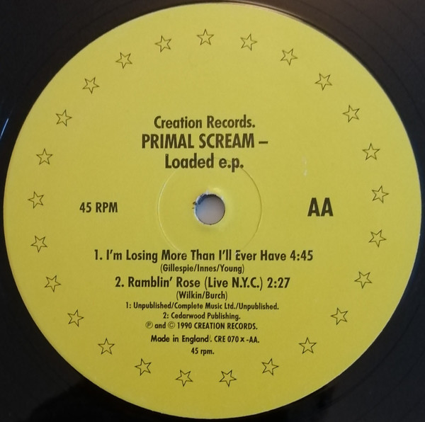 Primal Scream - Loaded E.P. | Creation Records (CRE 070X) - 3