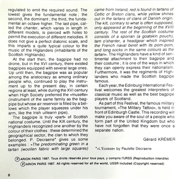 Gérard Krémer - La Cornemuse Écossaise et "The Edinburgh Military Tattoo" | Arion (ARN 64030) - 4