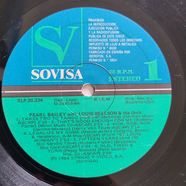 Pearl Bailey , Louis Bellson And His Orchestra - Pearl Bailey With Louis Bellson And His Orchestra | Sovisa (SLP. 30.334) - 3