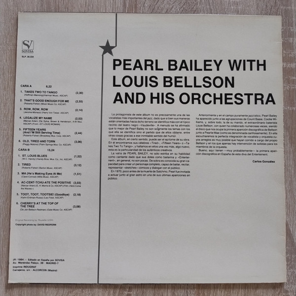 Pearl Bailey , Louis Bellson And His Orchestra - Pearl Bailey With Louis Bellson And His Orchestra | Sovisa (SLP. 30.334) - 2