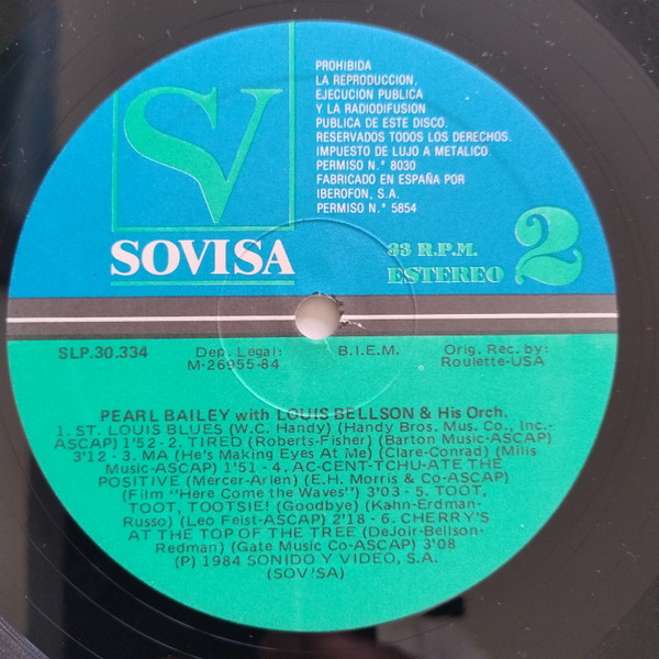 Pearl Bailey , Louis Bellson And His Orchestra - Pearl Bailey With Louis Bellson And His Orchestra | Sovisa (SLP. 30.334) - 4