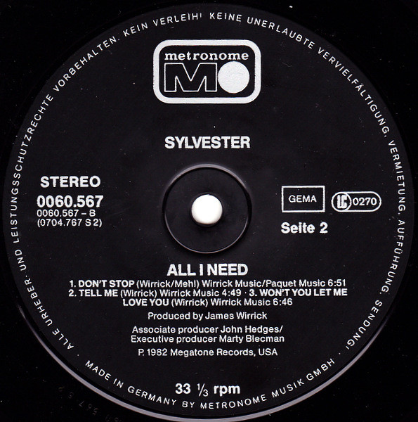 Sylvester - All I Need | Metronome (0060.567) - 4