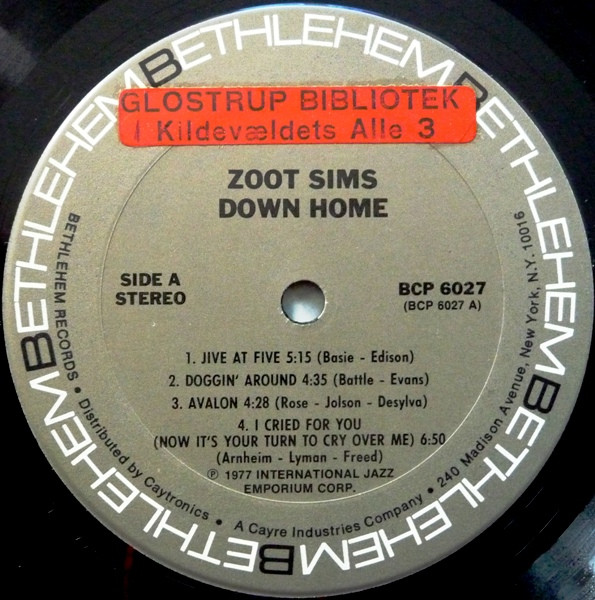 Zoot Sims - Down Home | Bethlehem Records (BCP 6027) - 3 Zoot Sims - Down Home | Bethlehem Records (BCP 6027) - 3