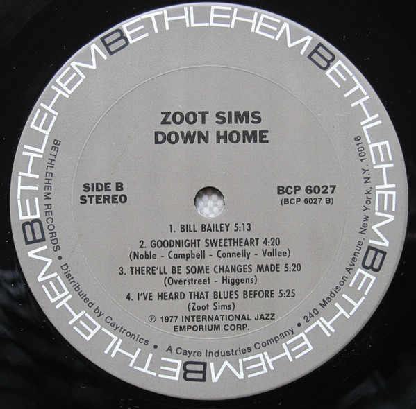 Zoot Sims - Down Home | Bethlehem Records (BCP 6027) - 4 Zoot Sims - Down Home | Bethlehem Records (BCP 6027) - 4