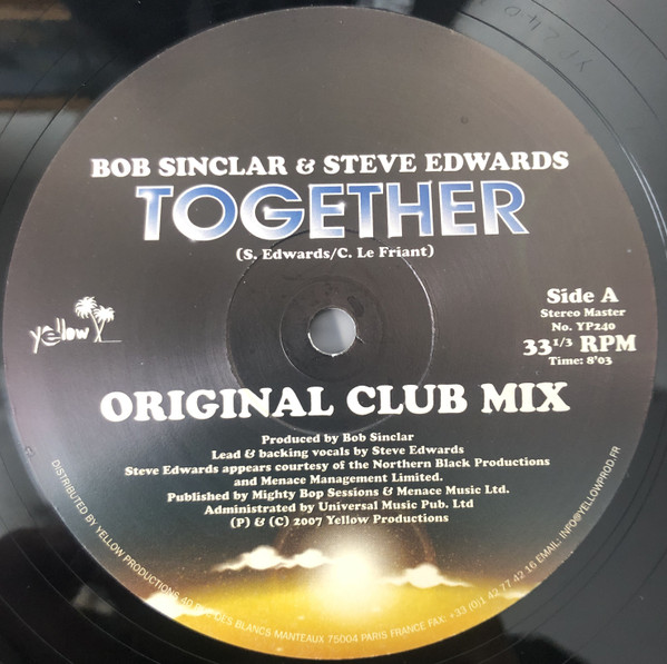 Bob Sinclar & Steve Edwards - Together | Yellow Productions (YP240) - 3