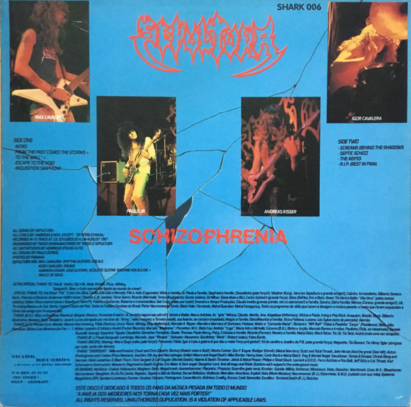 Sepultura - Schizophrenia | Shark Records (SHARK 006) - 2 Sepultura - Schizophrenia | Shark Records (SHARK 006) - 2
