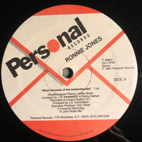 Ronnie Jones - What Becomes Of The Brokenhearted | Personal Records (P 49801) - main