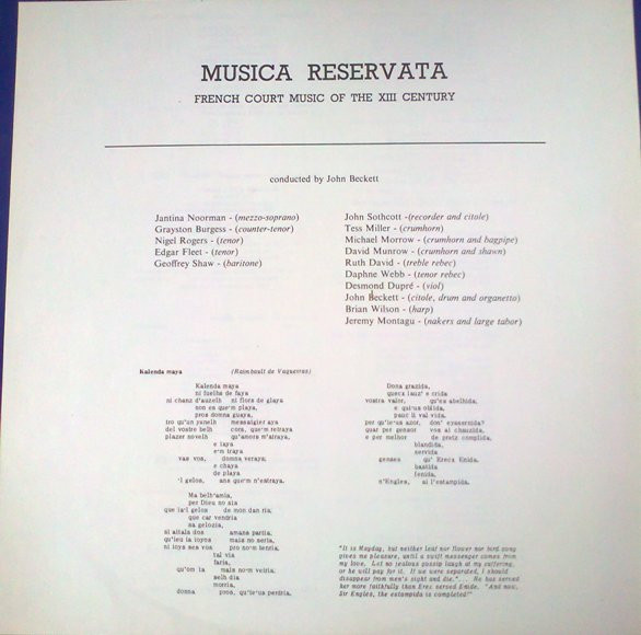 Musica Reservata - French Court Music Of The Thirteenth Century | L'Oiseau-Lyre (SOL-R 332) - 3