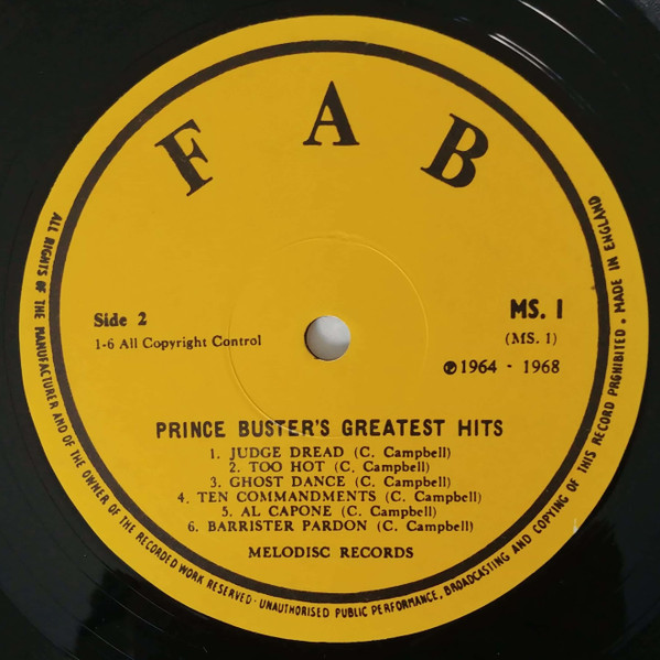 Prince Buster - Fabulous Greatest Hits | Fab (MS1) - 4 Prince Buster - Fabulous Greatest Hits | Fab (MS1) - 4