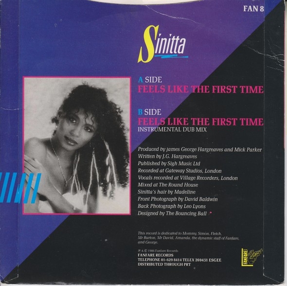 Sinitta - Feels Like The First Time | Fanfare Records (FAN 8) - 2