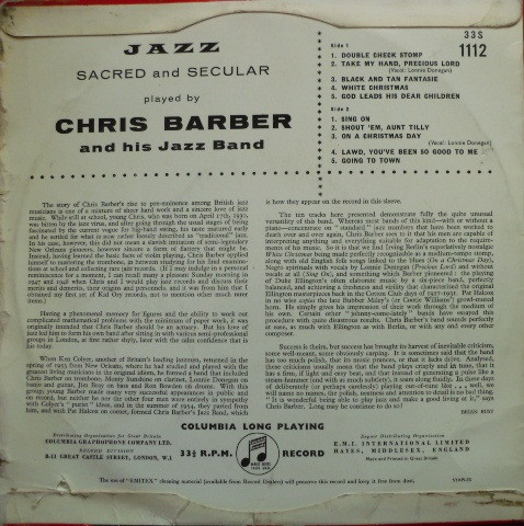 Chris Barber's Jazz Band - Jazz Sacred And Secular | Columbia (33S 1112) - 2