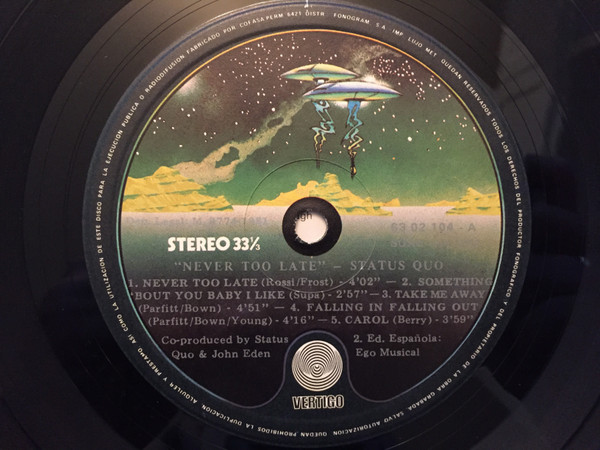 Status Quo - Never Too Late | Vertigo (6302 104) - 2