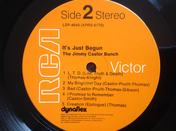 The Jimmy Castor Bunch - It's Just Begun [Vinyl] | RCA Victor (LSP-4640) - 4
