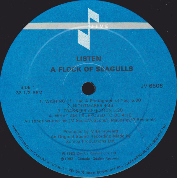 A Flock Of Seagulls - Listen | Jive (JV 6606) - 3