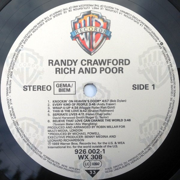 Randy Crawford - Rich And Poor | Warner Bros. Records (926 002-1) - main