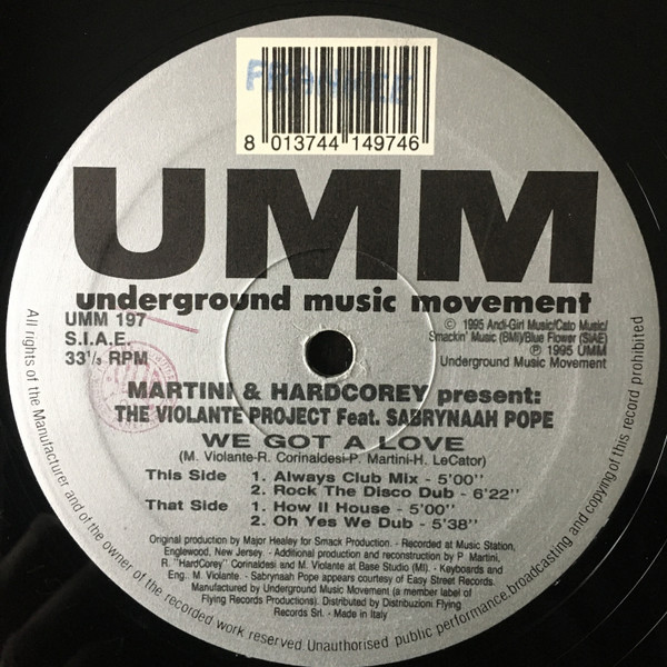 Martini & Hardcorey  &  The Violante Project  &  Sabrynaah Pope - We Got A Love | UMM (UMM 197) - 3