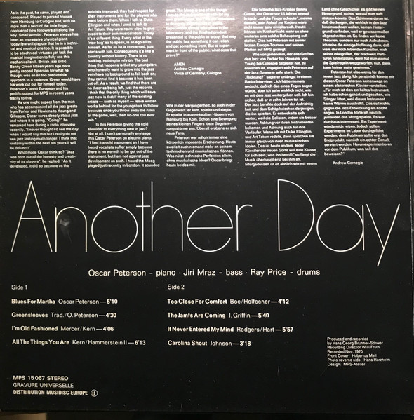 The Oscar Peterson Trio - Another Day | MPS Records (15067) - 3