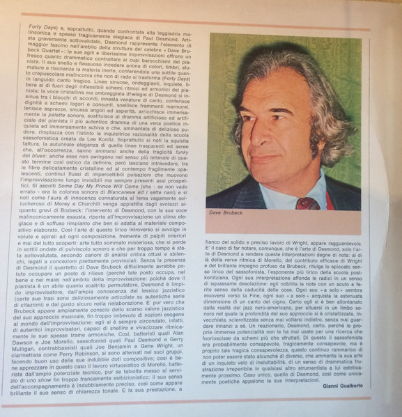 Dave Brubeck / Paul Desmond / Joe Morello / Eugene Wright - I Giganti Del Jazz Vol. 40 | Curcio (GJ-40) - 3