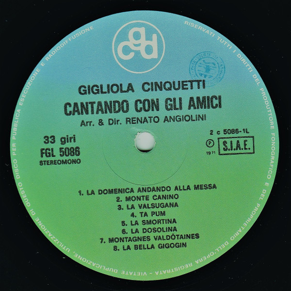 Gigliola Cinquetti - Cantando Con Gli Amici | CGD (FGL 5086) - 3