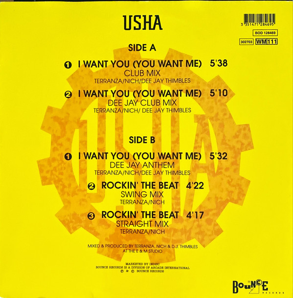 Usha - I Want You / Rockin' The Beat | Bounce Records (BOD 128469) - 2