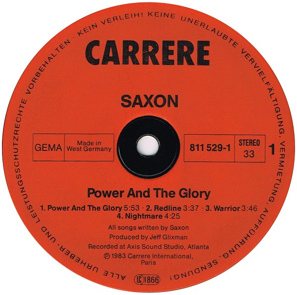 Saxon - Power & The Glory | Carrere (811 529-1) - 3