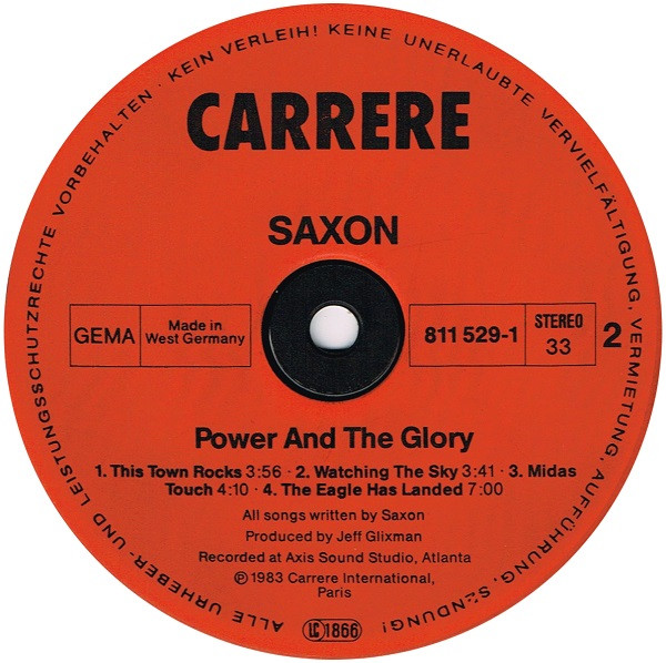 Saxon - Power & The Glory | Carrere (811 529-1) - 4