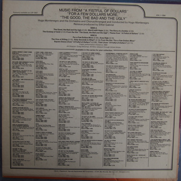 Hugo Montenegro And His Orchestra - Music From "A Fistful Of Dollars", "For A Few Dollars More" & "The Good, The Bad And The Ugly" | RCA (ANL1-1094) - 2 Hugo Montenegro And His Orchestra - Music From "A Fistful Of Dollars", "For A Few Dollars More" & "The Good, The Bad And The Ugly" | RCA (ANL1-1094) - 2