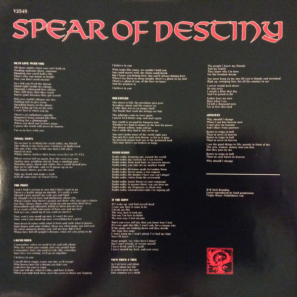 Spear Of Destiny - The Price You Pay | Virgin (V 2549) - 4